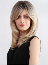 16" Damen Ombre Blonde Perücken Mit Pony Synthetische Perücken