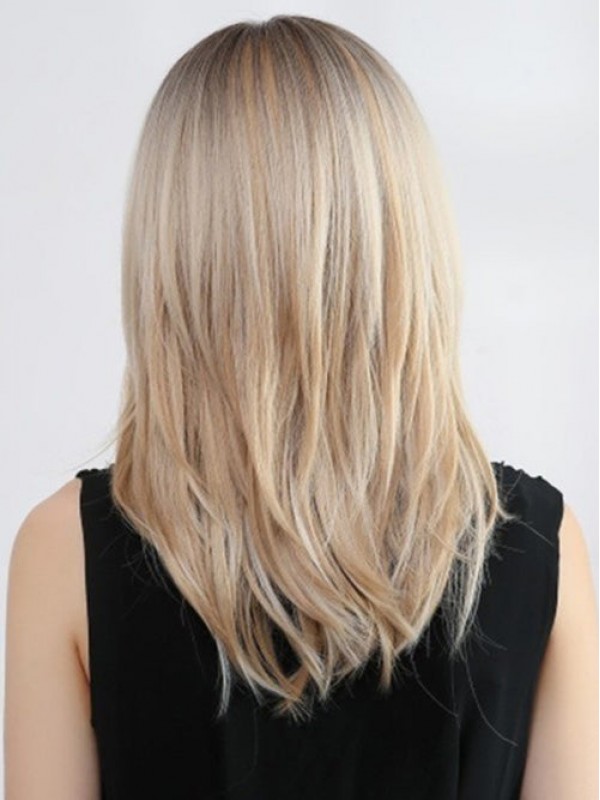 16" Damen Ombre Blonde Perücken Mit Pony Synthetische Perücken