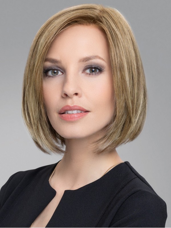 10" Trendige Blonde Kinnlange Bob Perücken Mit Glatten Synthetikfasern