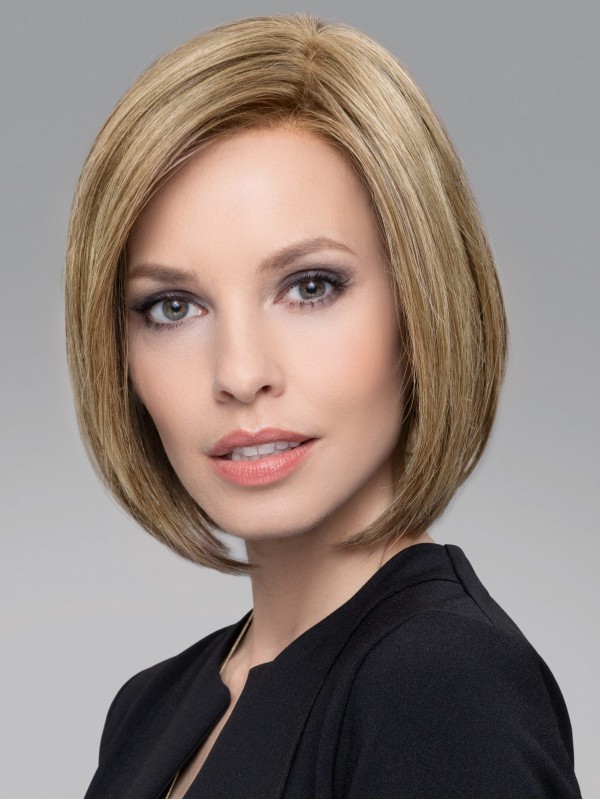 10" Trendige Blonde Kinnlange Bob Perücken Mit Glatten Synthetikfasern