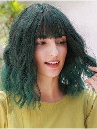 14" Ombre Grüne Bob Synthetische Perücken Mit Pony Für Cosplay Halloween Perücke